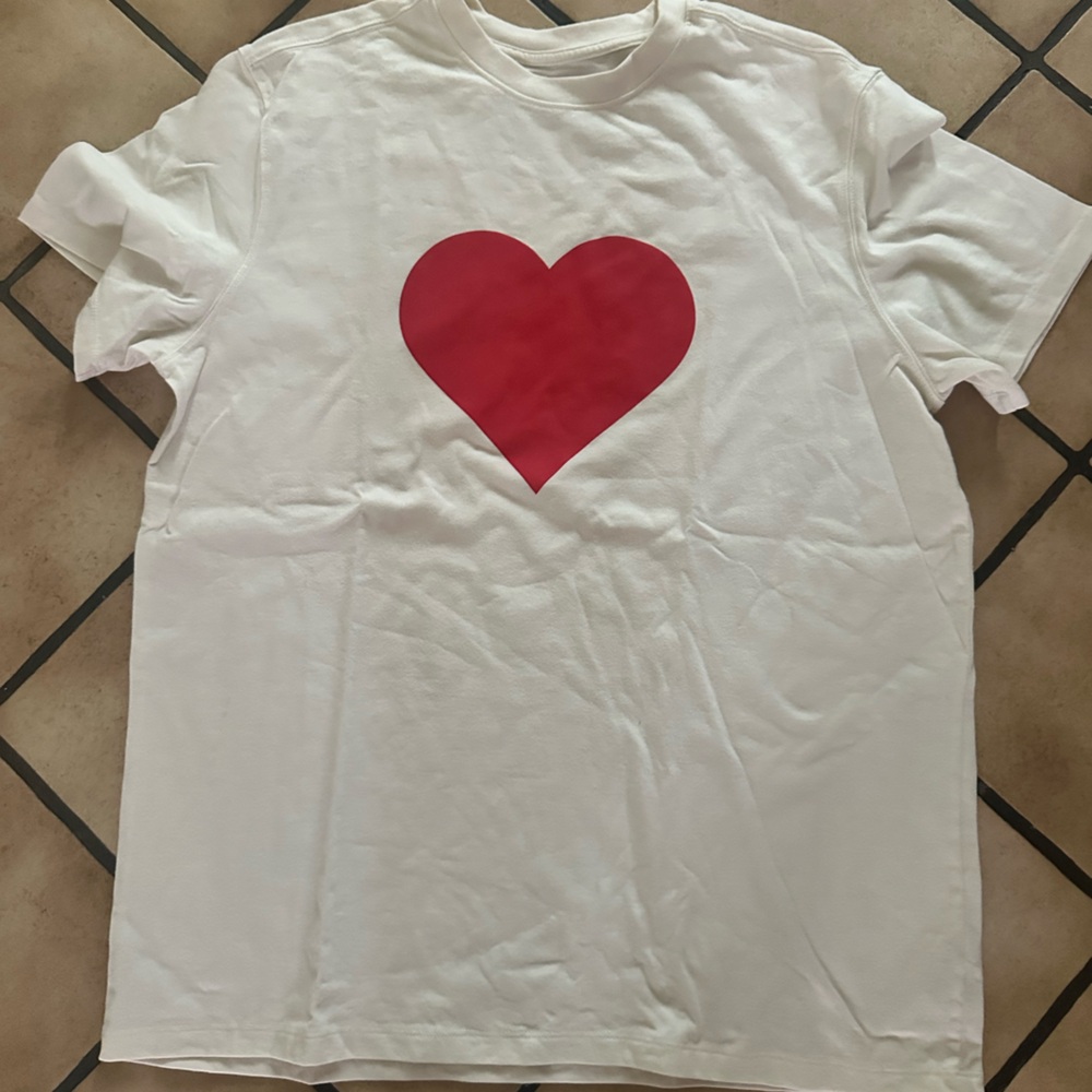 Goodfellow & Co White Tee with Red Heart Graphic